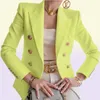 Vaste kleur dubbele borsten vrouwen blazer modepak kraag slimblazers met lange mouwen4590847