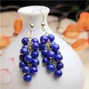 Dangle Earrings Natural Lapis Lazuli Beads Grapes Cluster Eardrop Holiday Gifts Jewelry Gift Christmas Ear Stud Fashion Halloween