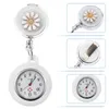 Wristwatches Retractable Clip Watch Timer: On White Flower Pocket Keychain Lapel Pin Hanging