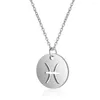 Pendant Necklaces Wholesale 12pcs/Lot 12 Constellations Stainless Steel Coin Necklace Aries Simple Style Zodiac Sign Birthday Jewelry