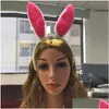 Andra festliga partier Cosplay Plush Rabbit Ear LED Hårhår blinkande Glow pannband krona hjärta ljus upp tillbehör hallowee dh5zw