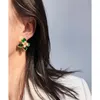 Серьги-гвоздики Зеленый Циркон Цветок Светлый Роскошный Античный Фиолетовый