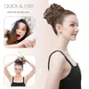 Parrucche sintetiche 2 pezzi Messy Bun Hhair Pezzo Parrucca grande capelli grigi ricci Facile Updo per ragazza femmina 231013