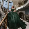 Schwärzlich grüner Schatz aus der Schulter Quinceanera-Kleider Tüll-Spitze-Applikationen-Abschlussballkleid Vestido De 15 Anos mit Perlenstickerei süß