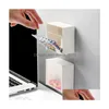 Storage Boxes Bins Plastic Wall Mounted Dustproof Bathroom Organizer For Cotton Bs Makeup Adhesive Small Jewelry Holder Box Drop D Dhukm