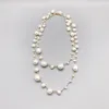 Pendants FoLisaUnique Handmade Braid Crochet Freshwater White Pearls Necklace For Women Casual Jewelry Baroque Long