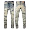 2023New Men Jeans Hole Azzurro grigio scuro Italia Marca Uomo Pantaloni lunghi Pantaloni Streetwear denim Skinny Slim Straight Biker Jeans per Viola Alta qualità