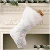 Christmas Decorations Snowflake Plush Christmas Stocking Large Xmas Gift Bags Fireplace Decoration Socks New Year Candy Holder Decor F Dhinl