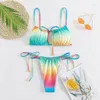 Costume da bagno da donna Bikini da donna 2023 Costume da bagno diviso Cambiamento graduale di colore Rilegatura decorativa Spring Beach Surf