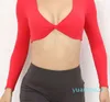 Lu Yoga New Women's Fitness Apparel Sexy Croptop Women Clothing Gym Tops Activewear Workout Long Sleeve Crop Top Lu Lememm Wokrout