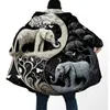 Men's Trench Coats Viking Tattoo Dragon Yin And Yang 3D PRINT Thick Warm Hooded Cloak Men Overcoat Coat Windproof Fleece Cape Robe Hooded Blanket-2 YQ231016