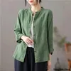 Etnisk kläder Spring Autumn Chinese Style Shirt Retro Tang Suit Hanfu Cheongsam toppar Zen Artist China Traditionell kvinnlig elegans