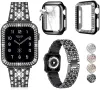 3PCS Diamond Band pour Apple Watch Ultra2 Band 49mm 40mm 44mm 45mm 41mm iWatch series9 8 7 6 SE 5 4 3 Bracelet Apple Watch pour femme Bracelet en acier inoxydable