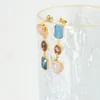 Orecchini pendenti in stile bohémien in acciaio inossidabile intarsiato in cristallo con pietre naturali per orecchini da donna con ciondoli gioielli impermeabili