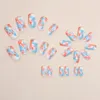 Kunstnagels Mode Schoonheidstools 24PCS Ballet Nepnagel Zonsondergang Smudge Blauw met oranje gradiëntkunst Middellange vierkante slijtage