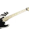 Série rayée blanche avec guitare électrique à rayures noires