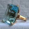 Mar Azul Topázio Pedra Princesa Anel de Diamante Anel de Safira de Noivado 14K ouro Anillos para mulheres Bizuteria jade joias com diamantes 2010289v