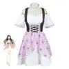 Cosplay anime demon slayer kimetsu não yaiba kamado nezuko cosplay traje peruca sexy mulher lolita vestido de empregada quimono uniforme terno de halloween