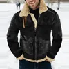 Cuir pour hommes Faux hommes épaisseur polaire pardessus Vintage revers Zip manteaux de laine hommes mode Streetwear hiver chaud à manches longues vestes de fourrure 231016