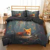 Ensembles de literie enfants housse de couette double taille microfibre ensemble d'animaux sauvages couette orange pour enfant filles adolescente décor de chambre