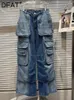 Dżinsy damskie vintage gradient wiele kieszeni Design Design For Women Tase Single Button Denim Spodnie 2023 Autumn 11xx5217