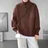男性用セーターメン半分高い襟ボタンニットセーター韓国のカジュアルシンプルハンサム暖かい2023冬の男性太いプルオーバー