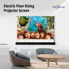 Tela de projeção elétrica de piso tensionado, 84 polegadas, 16:9, com material branco, tela de projetor de cinema
