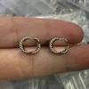 Women Gold Duble Letter Stud arring Designer Jewelry Hoops Circle Sier for Woman Fashion Love Earrings G2310161Z