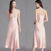 Mulheres sleepwear nightgowns para mulheres longas sem mangas vestidos de noite cetim seda chemise lingerie deslizamento vestido sexy nightwear camisa de sono senhoras