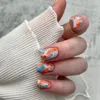 Kunstnagels Mode Schoonheidstools 24PCS Ballet Nepnagel Zonsondergang Smudge Blauw met oranje gradiëntkunst Middellange vierkante slijtage