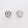 Stud Earrings Freshwater Pearl Flat Round Authentic S925 Silver Large CAE30
