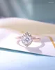 Küme halkaları klasik moissnaite nişan yüzüğü merkezi 1CT 6.5mm d renk moissanit kadınlar için