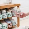 Aufbewahrungsboxen Bins Doppelschicht Einstellbarer Schuh-Organizer Schuhunterstützungsschlitz Platzsparender Schrank Schrankständer Schuhe Drop Deliv DHNXE