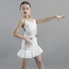 Stadiumkleding Witte Latin Dans Jurk Meisjes Concurrentie Kleding Kinderkostuum Kids Salsa Samba Rumba Ballroom XS6747