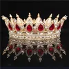 Yuvarlak kristal taç diadem kraliçe başlık metal altın renkler tiaras ve taçlar balo pageant düğün saç takı aksesuarları w01042367