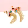 Stud Earrings Handmade Enamel Glazed Cactus Desert Series Bird Flower Tassel Long Personalized Clip Girl