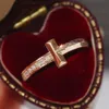 High-quality Designer Silver T Home Ring T1 Cross shaped Diamond Plated Thick Gold Couple Ring Female Handicraft Party Gift Classic fashion jewelry