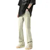 Herr jeans splice stil amerikansk trendiga varumärke brett ben rak rör avslappnad high street flare byxor män streetwear