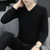 Erkek Sweaters Örgü Sweater Erkek Bej V Boyun Daire Giyim Düz Renk Kazakları Japon Harajuku Moda 90'lar Vintage Uzun Kollu