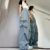 Femmes Jean Y2K Cargo pantalon taille haute Streetwear Hip Hop pantalon femme grandes poches décontracté bas cordon Baggy pantalons de survêtement 231016