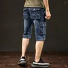 Herr jeans sommar denim shorts tunna sju poäng byxor casual fem division lossa rak rör smal fit mode