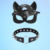 Erotische Sexy Lederen Masker Cosplay Kat Vrouwen Bdsm Fetish Halloween Maskerade Bal Fancy Maskers Seksspeeltjes Accessoires Bh Sets300Y