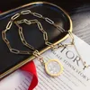 Luxury Design Double Sided Necklaces Delicate Charm Pendant Necklace High end Designer Jewelry Accessories 18k Gold Plated Selecte305J