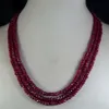 Fashion 2x4mm NATURAL RUBY FACETED BEADS NECKLACE 3 STRAND3140