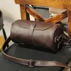 Sacs de soirée LEBSGE Mode Crazy Horse Pu Cuir Sac à bandoulière pour hommes Petit sac de messager Rétro Marron Sac à bandoulière unique 231016