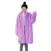 Cappotto in pelliccia sintetica allentata da donna Cappotto invernale da donna lungo in peluche Teddy femminile con risvolto Fluffy Ladies Pink Oversize 2023 3XL