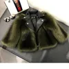 Down Coat Winter Mother Daughter Faux Fur Leather Children s Artificial Girls Jacket Kids Elegant Boutique Clothes TZ422 231016