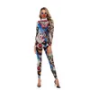 Vrouw Halloween Kostuum Killer Clown Gedrukt Jumpsuit Cosplay Carnaval Viering Nacht Straat Dameskleding Vrouwelijke Joker