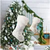 Christmas Decorations Snowflake Plush Christmas Stocking Large Xmas Gift Bags Fireplace Decoration Socks New Year Candy Holder Decor F Dhinl