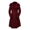 Vestes Femmes Sisjuly Femmes Manteau Laine Hiver Noir Vintage Gothique Mince Élégant Pardessus Casual Lacets Long Bouton Rétro Femme Trench